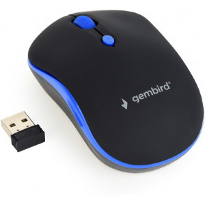 "Wireless Mouse Gembird MUSW-4B-03-B, Optical, 800-1600 dpi, 4 buttons, Ambidextrous, Black/Blue- https://gembird.nl/item.aspx?id=10416"