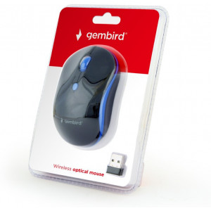 "Wireless Mouse Gembird MUSW-4B-03-B, Optical, 800-1600 dpi, 4 buttons, Ambidextrous, Black/Blue- https://gembird.nl/item.aspx?id=10416"