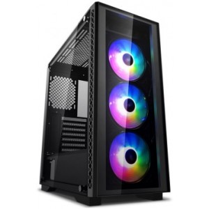 DEEPCOOL "MATREXX 50 ADD-RGB 4F" ATX Case, with Side-Window Tempered Glass Side & Front panel, without PSU, Tool-less, 4x120mm ADD-RGB fans pre-installed, RGB LED Strip (in the front), 1xUSB3.0, 2xUSB2.0 /Audio, Black