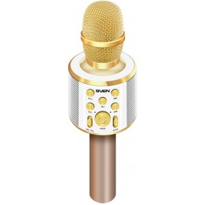 SVEN MK-950, Microphone for karaoke, white-gold (6W, Bluetooth, microSD, 1200mA*h)
