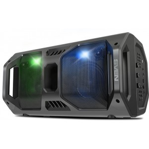 SVEN PS-600 Black, Bluetooth Portable Speaker, 50W RMS, Effective multi-colored lighting, LED display, FM tuner, USB & microSD, built-in lithium battery 2x4000 mAh, tracks control, AUX stereo input, Headset mode, micro USB or 5V DC power supply