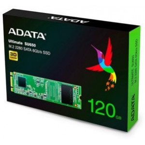 .M.2 SATA SSD  120GB ADATA Ultimate "SU650" [80mm, R/W:550/410MB/s, 60K/40K IOPS, MAS0902A, 3D TLC]
