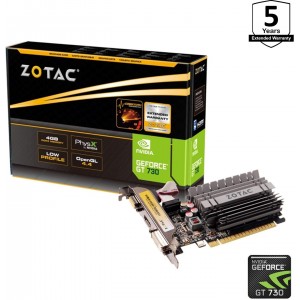 Placă video ZOTAC GeForce GT730 Zone Edition 4GB DDR3, 64bit, 902/1600Mhz
