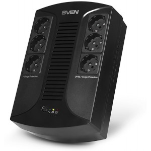   SVEN UP-L1000E Line-Interactive, 1000VA/510W, AVR, Input 175~290V, Output 230V -14/+10%, 6 Schuko Sockets, (UPS, sursa neintreruptibila de energie/ ИБП источник бесперебойного питания)