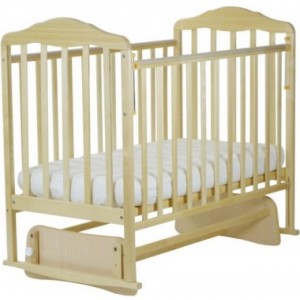 124009 Кровать детская Березка (автостенка, маятник, пакладка ПВХ, бежевый) Размер 1200*600мм