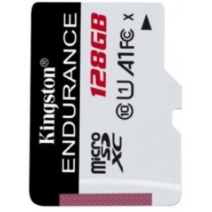 128GB microSD Class10 A1 UHS-I FC + SD adapter  Kingston High Endurance, 600x, Up to: 95MB/s, High performance, Seamless recording