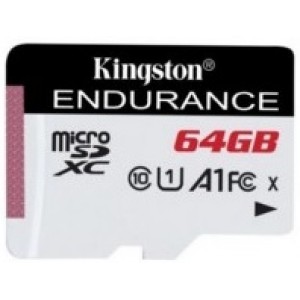 64GB microSD Class10 A1 UHS-I FC + SD adapter  Kingston High Endurance, 600x, Up to: 95MB/s, High performance, Seamless recording