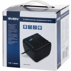 SVEN Automatic Voltage Regulator VR-L600, 600VA/200W, Input 184~285V, Output 230V -14/+10%, 2 socket (stabilizator de tensiune/стабилизатор напряжения)