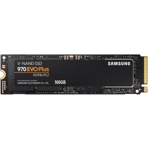 M.2 NVMe SSD 500GB  Samsung 970 EVO Plus, PCIe3.0 x4 / NVMe1.3, M2 Type 2280, Read: 3500 MB/s, Write: 3200 MB/s, Read /Write: 480,000/550,000 IOPS, Controller Samsung Phoenix, 3D TLC (V-NAND)