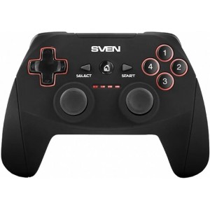 SVEN GC-2040 Wireless Gamepad, X-Input and Direct-Input modes support, 4 axes, D-Pad, 2 mini joysticks and 11 buttons, USB, Black