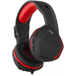 SVEN AP-U989MV, Black/Red Gaming Headphones with microphone, sound 7.1, 7 colors dynamic backlight, Non-tangling cable with fabric braid, Cable length: 2.2m, USB