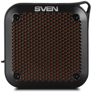 SVEN PS-88 Black, Bluetooth Waterproof Portable Speaker, 7W RMS, Water protection (IPx7), LED display, Support for iPad & smartphone, FM tuner, USB & microSD, TWS, built-in lithium battery -1500 mAh, ability to control the tracks, AUX stereo input