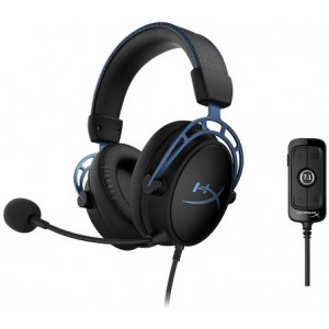 HYPERX Cloud Alpha S Headset, Black/Blue, Solid aluminium build, Microphone: detachable, Frequency response: 13Hz–27,000 Hz, Detachable headset cable length:1m+2m extension, Dual Chamber Drivers, 3.5 jack, Virtual 7.1 surround sound, Braided cable