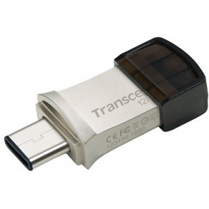 128GB USB3.1/Type-C Flash Drive Transcend "JetFlash 890", Silver, Metal Case, OTG (R/W:130/30MB/s)