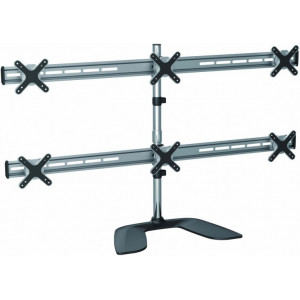 "Table/desk stand for 6 monitors Reflecta PLANO DeskStand 23-1010 S, 13""-23"", 100x100, 8kg/bracket.
-  
  https://www.sopar.it/prodotto/supporto-scrivania-4-monitor/"