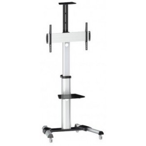 "Mobile Stand for Displays  Reflecta TV Stand 70VC-Shelf; 37-70""; max. VESA 600x400; max 50 kg
•Mechanical height-adjustment from 127 to 177 cm by hand or using a power drill
•Designed to load displays up to 90.7 kg
•VESA mount 200 – 800 x 400
•Tool-