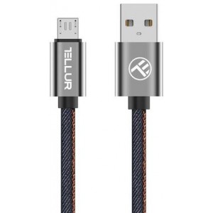 Cablu de date Tellur Denim Micro-USB, 1m, albastru
