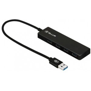 Hub Type-C Tellur cu 4 porturi USB 3.0, negru