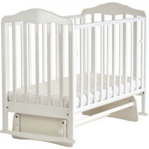 124001 Кровать детская Березка (автостенка, маятник, пакладка ПВХ, белый) Размер 1200*600мм