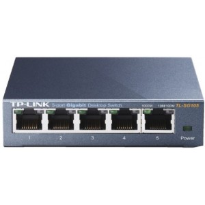 TP-LINK TL-SG105 5-port Desktop Gigabit Switch, 5 10/100/1000M RJ45 ports, steel case