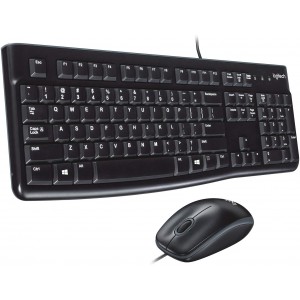 Logitech Wired Combo MK120, Keyboard & Mouse, Thin profile, Spill-resistant, Quiet typing, USB, Black, Russian Layout