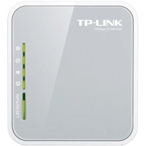 TP-LINK TL-MR3020 150Mbps Portable 3G/4G Wireless N Router, Compatible with LTE/HSPA+/HUUPA/HSDPA/UMTS/EVDO USB modem, 3G/WAN failover, 2.4GHz, 802.11b/g/n, Powered by power adapter or USB host, Internal antenna