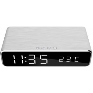 Gembird GMB DAC-WPC-01-S Digital alarm Clock with Wireless charging function, Silver