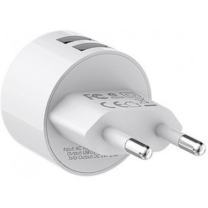Borofone BA23A Brilliant dual port charger (EU) white, 2xUSB, 703996 (incarcator universal/универсальное зарядное устройство для планшетов и смартфонов)