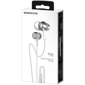  Borofone BM22 silver (095453) Boundless universal earphones with mic,