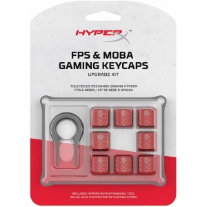 HYPERX FPS & MOBA Gaming Keycaps Upgrade Kit, US, Red, Textured for grip and coated for protection, HyperX keycap removal tool included