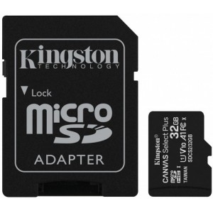 32GB Kingston microSD Class10 UHS-I  U1 V10  A1 + SD adapter Canvas Select Plus, Up to: 100MB/s