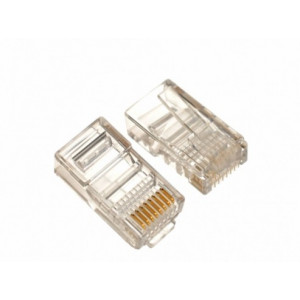  RJ45 Modular Plug  LC-8P8C-001/100, Modular plug 8P8C for solid LAN cable, 30u" gold plated, 100 pcs/bag