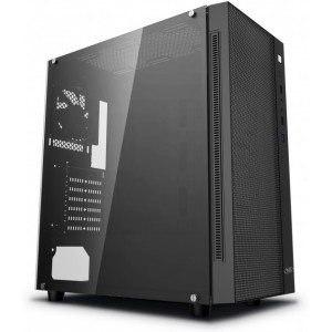 DEEPCOOL "MATREXX 55 MESH" ATX Case, with Side-Window (full sized 4mm thickness), Tempered Glass Side, without PSU, Tool-less, 1xUSB3.0, 2xUSB2.0 /Audio, Black