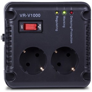 "Stabilizer Voltage SVEN  VR-V1000  max.500W, Output sockets: 2 ? CEE 7/4
-  
 http://www.sven.fi/ru/catalog/stabilizer/vr-v1000.htm "
