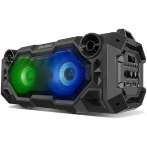 SVEN PS-500 Black, Bluetooth Portable Speaker, 36W RMS, Effective multi-colored lighting, LED display, FM tuner, USB & microSD, built-in lithium battery-2x2000 mAh, tracks control, AUX stereo input, Headset mode, micro USB or 5V DC power supply