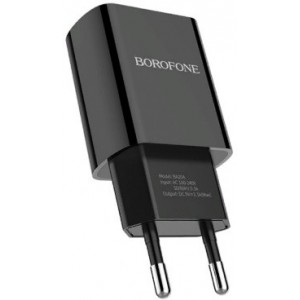 "Borofone BA20A Sharp single port charger
Input   : 100-240V ~50/60Hz   Max0.6A  Output: 5.0V-2.0A Standard USB interface - Plug and use Black"