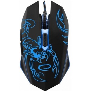 Mouse Esperanza MX203 SCORPIO, Gaming mouse, 2400dpi, optical sensor, blue LED, braided cable, USB,  EGM203B