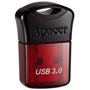 64GB USB3.1 Flash Drive Apacer AH157, Black/Red Cap, Super-Mini, for Car Audio (AP64GAH157R-1)