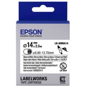 "Tape Heat Shrink Tube EPSON LK6WBA14 HST Blk/Wht d14/2,5, C53S656903
For Epson LabelWorks LW-1000P/ LW-600P/ LW-700/ LW-Z710"