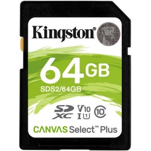.64GB SDXC Card (Class 10) UHS-I , U1, Kingston Canvas Select Plus "SDS2/64GB" (R:100MB/s)
