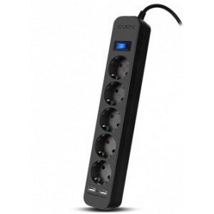 "Surge Protector SVEN SF-05LU, 5 Sockets + 2 USB, 1.8m, Black, color box
-  
  http://www.sven.fi/ru/catalog/filter/sf-s1.htm "