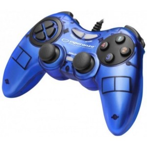 Gamepad Esperanza FIGHTER EGG105B Blue, Vibration Game Pad, 16 buttons, 2 sticks, Ergonomic design, 2 modes (analog and digital), Soft sweat-resistant surface coating, PC Win 7,8,10 compatible, USB