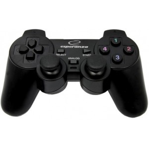 Gamepad Esperanza WARRIOR EG102  Black, Vibration Game Pad, 15 buttons, 2 sticks, Ergonomic design, 2 modes (analog and digital), Soft sweat-resistant surface coating, PC Win 7,8,10 compatible, USB
