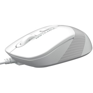 Mouse A4Tech FM10, Optical, 600-1600 dpi, 4 buttons, Ambidextrous, 4-Way Wheel, White/Grey, USB