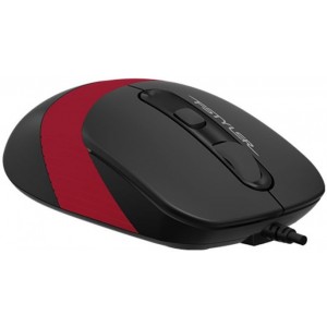Mouse A4Tech FM10, Optical, 600-1600 dpi, 4 buttons, Ambidextrous, 4-Way Wheel, Black/Red, USB