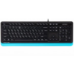 Keyboard A4Tech FK10, Multimedia Hot Keys, Laser Inscribed Keys , Splash Proof, Black/Blue, USB