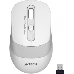 Wireless Mouse A4Tech FG10, Optical, 1000-2000 dpi, 4 buttons, Ambidextrous, 1xAA, White/Grey, USB