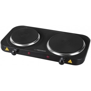 Electric Hot Plate ESPERANZA YELLOWSTONE EKH007K Black, 2500W (1x1500W, 1x1000W), 2 heating plates with a diameter of 18.8 cm and 15.5 cm, External dimensions of the oven: 48 x 23.5 x 7 cm, The length of the power cord: 0.75m, Smooth 5-step power regulati