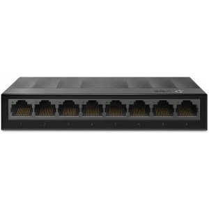 TP-LINK LS1008G 8-Port Gigabit Desktop Switch, 5 10/100/1000Mbps RJ45 ports, plastic case, Green Technology