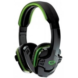 Headset Gaming Esperanza RAVEN EGH310G, Green, 2x mini jack 3.5mm, Drivers 40mm, Volume control, Cable length 2m, Weight 220g